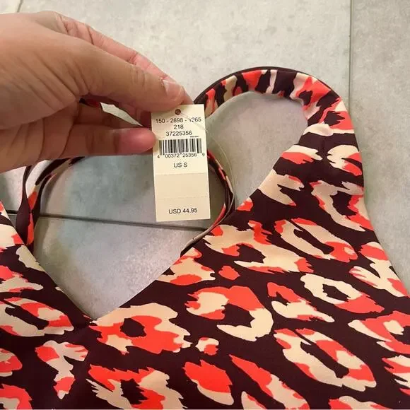 NWT Aerie Offline Goals Plunge Sports Bra 2 Pack Maroon Black Floral Small Mesh - Picture 6 of 16